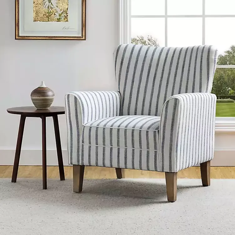 Kirklands Home Gustaf Navy Striped Armchair Outlet