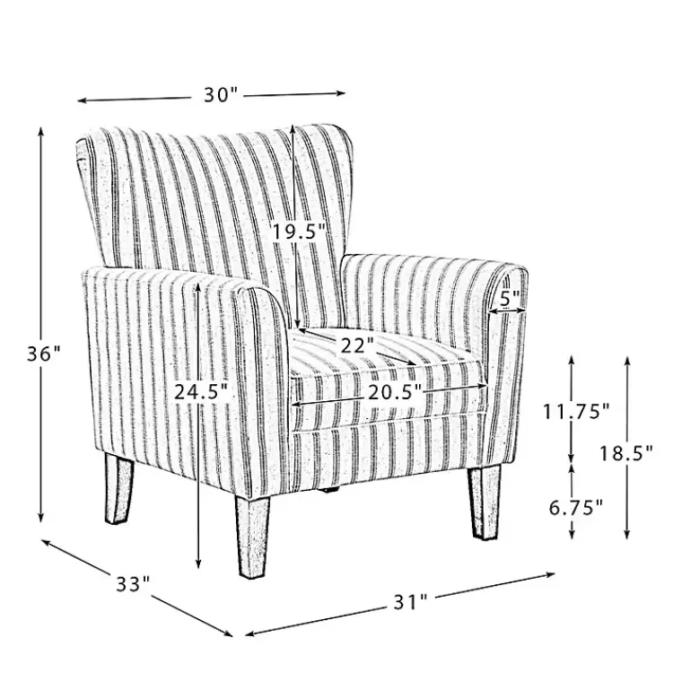 Kirklands Home Gustaf Navy Striped Armchair Outlet