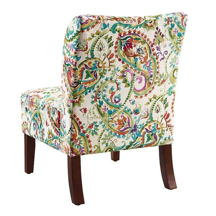 Kirklands Home Hailey Bright Paisley Curved Back Slipper Chair Multi
