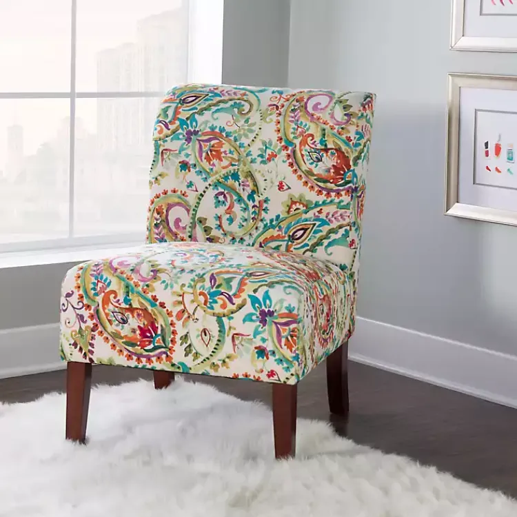 Kirklands Home Hailey Bright Paisley Curved Back Slipper Chair Multi