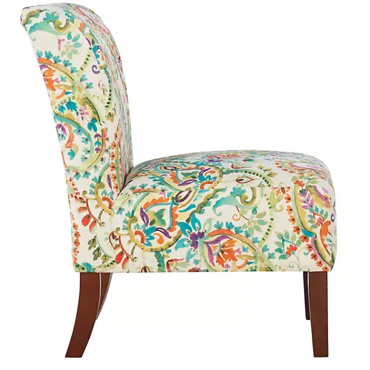Kirklands Home Hailey Bright Paisley Curved Back Slipper Chair Multi