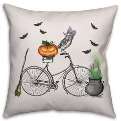 Halloween>Kirklands Home Halloween Bike Throw Pillow White