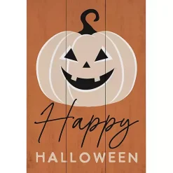 Halloween>Kirklands Home Halloween Jack O Lantern Wood Wall Plaque Orange