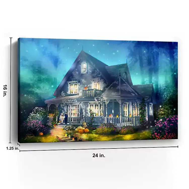 Halloween>Kirklands Home Halloween Mansion Canvas Art Print, 16x24 Blue