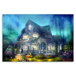 Halloween>Kirklands Home Halloween Mansion Canvas Art Print, 32x48 Blue