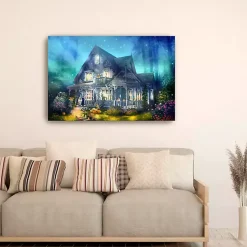 Halloween>Kirklands Home Halloween Mansion Canvas Art Print, 32x48 Blue