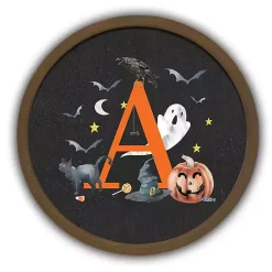 Monogram Seasonal Decor>Kirklands Home Halloween Monogram A Brown Framed Wall Plaque