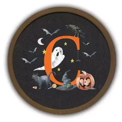 Halloween>Kirklands Home Halloween Monogram C Brown Framed Wall Plaque