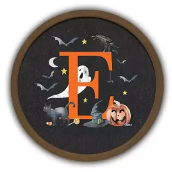 Halloween>Kirklands Home Halloween Monogram E Brown Framed Wall Plaque