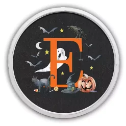 Halloween>Kirklands Home Halloween Monogram E White Framed Wall Plaque