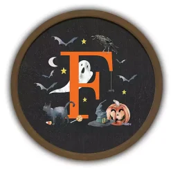 Halloween>Kirklands Home Halloween Monogram F Brown Framed Wall Plaque