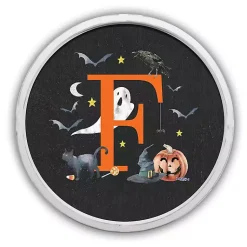 Halloween>Kirklands Home Halloween Monogram F White Framed Wall Plaque