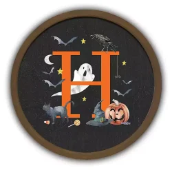 Halloween>Kirklands Home Halloween Monogram H Brown Framed Wall Plaque