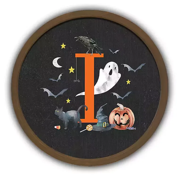 Halloween>Kirklands Home Halloween Monogram I Brown Framed Wall Plaque