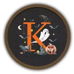 Halloween>Kirklands Home Halloween Monogram K Brown Framed Wall Plaque