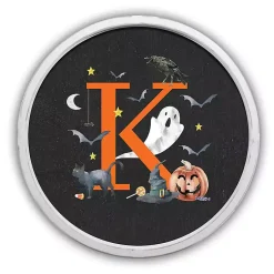 Halloween>Kirklands Home Halloween Monogram K White Framed Wall Plaque