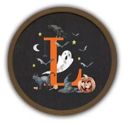 Halloween>Kirklands Home Halloween Monogram L Brown Framed Wall Plaque