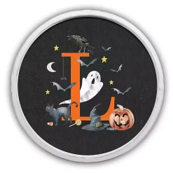 Halloween>Kirklands Home Halloween Monogram L White Framed Wall Plaque