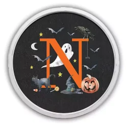 Halloween>Kirklands Home Halloween Monogram N White Framed Wall Plaque