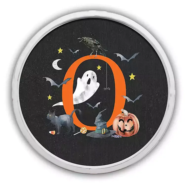 Halloween>Kirklands Home Halloween Monogram O White Framed Wall Plaque