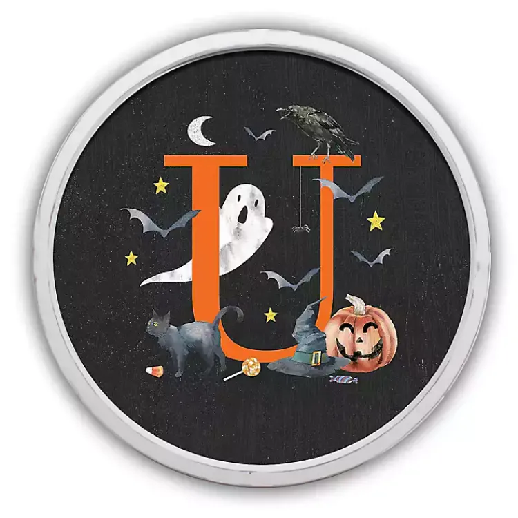 Halloween>Kirklands Home Halloween Monogram U White Framed Wall Plaque