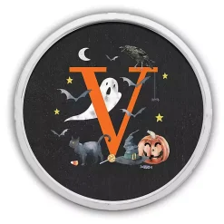 Halloween>Kirklands Home Halloween Monogram V White Framed Wall Plaque