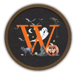 Halloween>Kirklands Home Halloween Monogram W Brown Framed Wall Plaque