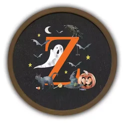 Halloween>Kirklands Home Halloween Monogram Z Brown Framed Wall Plaque