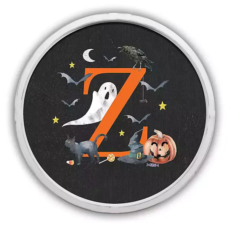 Halloween>Kirklands Home Halloween Monogram Z White Framed Wall Plaque