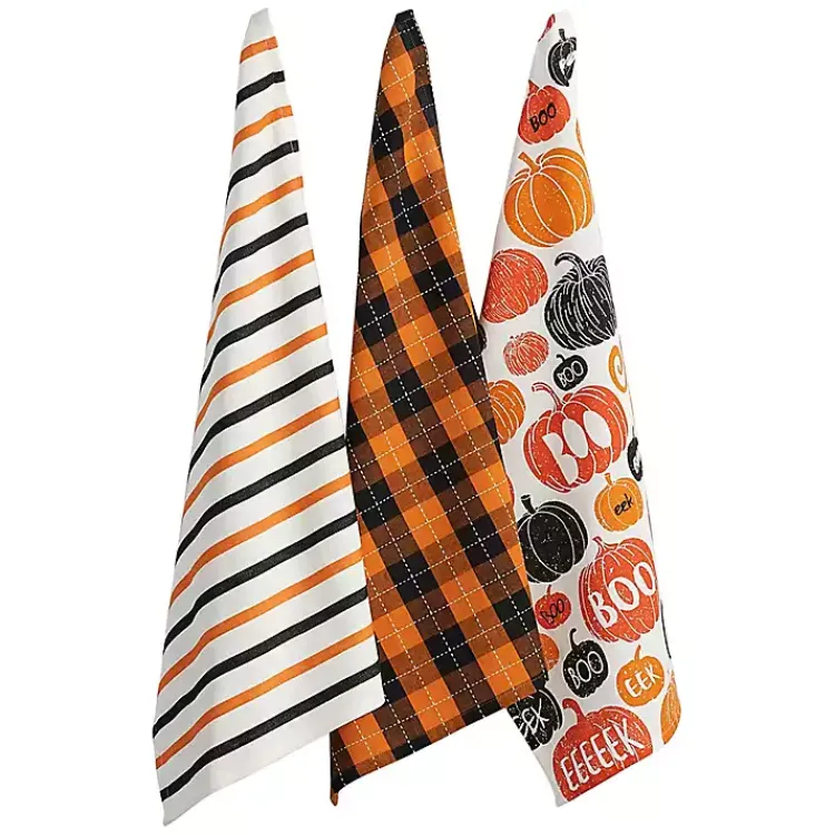 Halloween>Kirklands Home Halloween Pattern Kitchen Towels, Set of 3 Multi