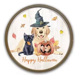 Halloween>Kirklands Home Halloween Pets Round Wall Plaque