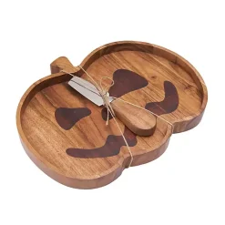 Halloween>Kirklands Home Halloween Pumpkin Serving Board with Spreader Brown