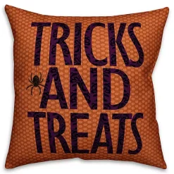 Halloween>Kirklands Home Halloween Trick and Treats Reversible Pillow Orange