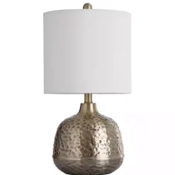 Kirklands Home Hammered Brass Accent Table Lamp White Hot