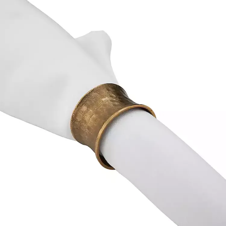Kirklands Home Hammered Brass Inverted Napkin Rings, Set of 4 Gold Sale