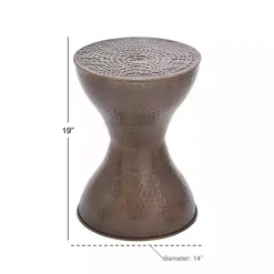 Kirklands Home Hammered Bronze Iron Hourglass Accent Table Brown Outlet
