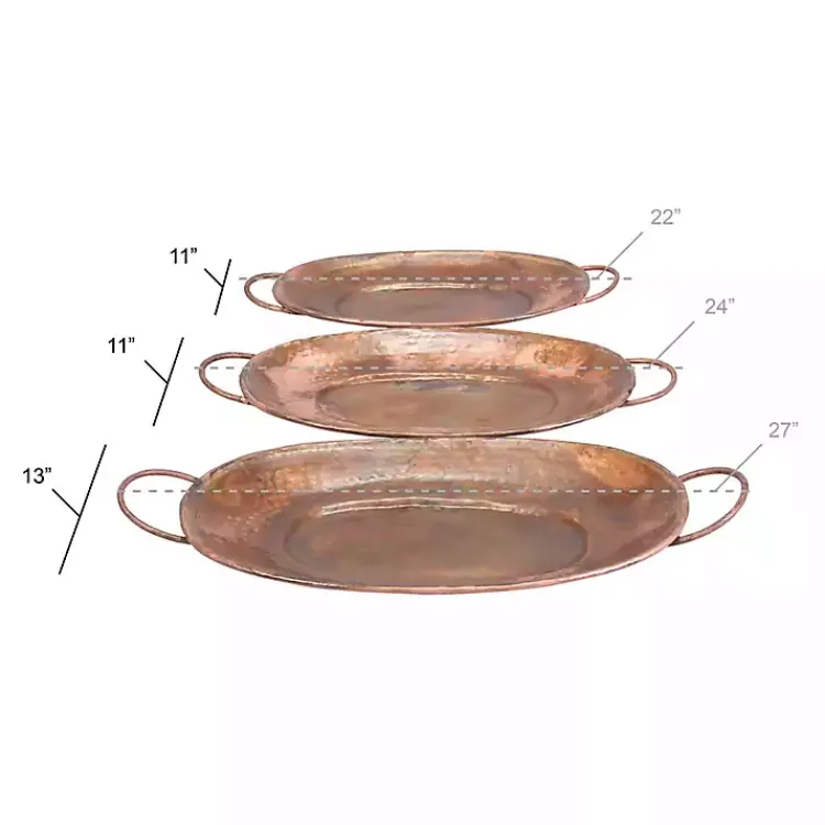 Decorative Trays>Kirklands Home Hammered Copper 3-pc. Iridescent Tray Set Brown