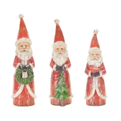 Christmas Decorations>Kirklands Home Hand Carved Wooden Santas, Set of 3