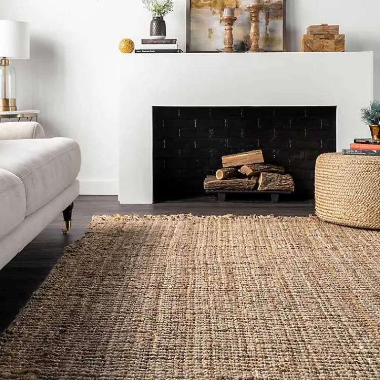 Kirklands Home Hand Woven Looped Natural Jute Area Rug, 12x15 New