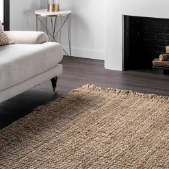 Kirklands Home Hand Woven Looped Natural Jute Area Rug, 9x13 Tan Sale