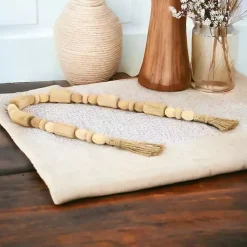 Decorative Accents>Kirklands Home Handcrafted Natural Wood Beaded Garland Tan
