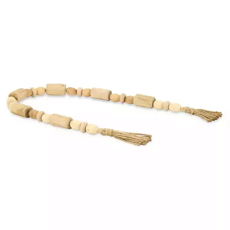 Decorative Accents>Kirklands Home Handcrafted Natural Wood Beaded Garland Tan