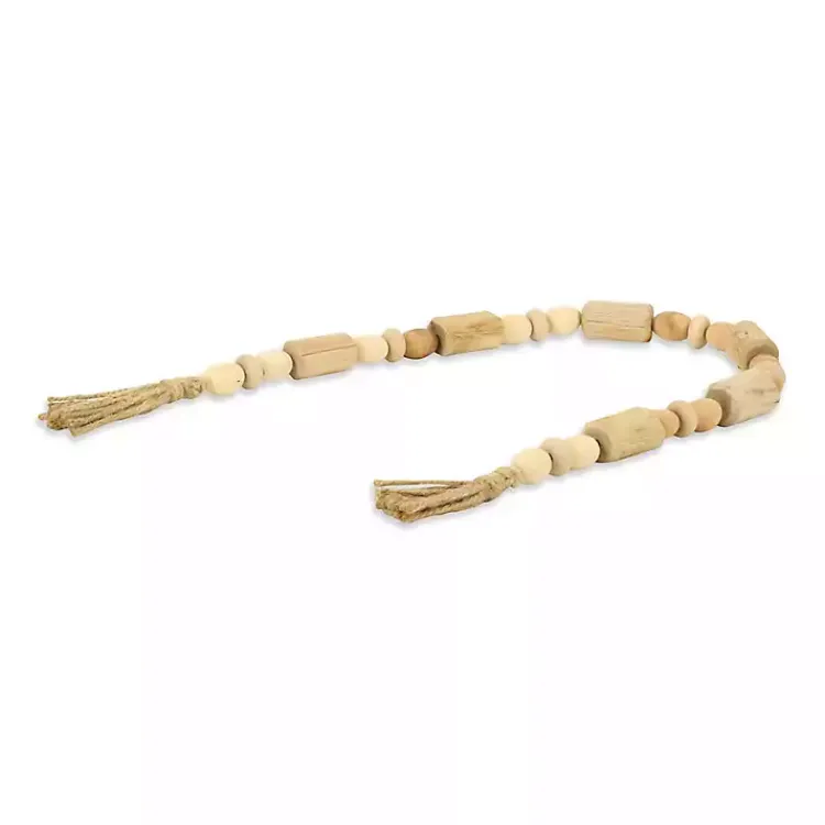 Decorative Accents>Kirklands Home Handcrafted Natural Wood Beaded Garland Tan