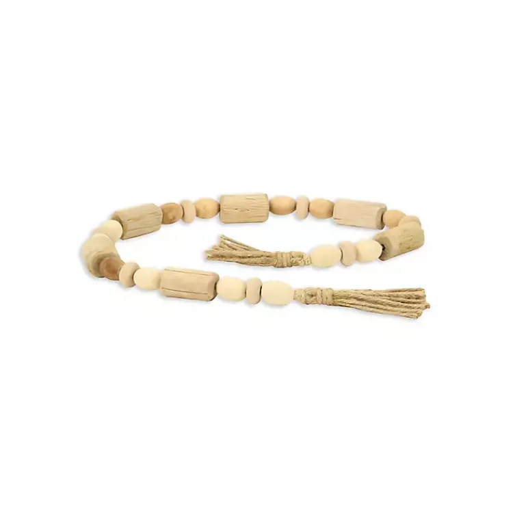 Decorative Accents>Kirklands Home Handcrafted Natural Wood Beaded Garland Tan