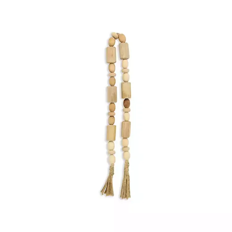 Decorative Accents>Kirklands Home Handcrafted Natural Wood Beaded Garland Tan
