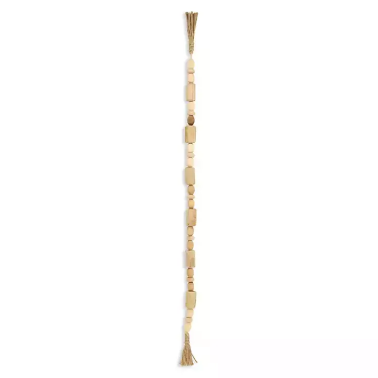 Decorative Accents>Kirklands Home Handcrafted Natural Wood Beaded Garland Tan