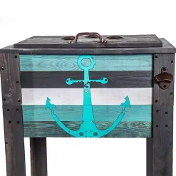 Kirklands Home Handcrafted Wood Anchor Outdoor Patio Cooler Gray Hot