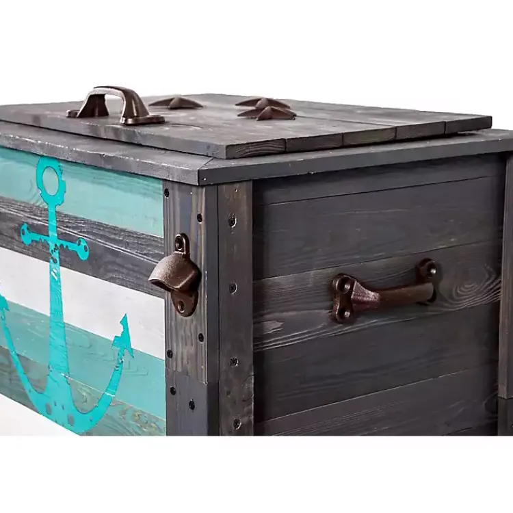 Kirklands Home Handcrafted Wood Anchor Outdoor Patio Cooler Gray Hot
