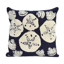 Kirklands Home Handhooked Navy Sand Dollar Outdoor Throw Pillow Outlet