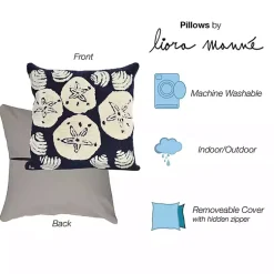 Kirklands Home Handhooked Navy Sand Dollar Outdoor Throw Pillow Outlet